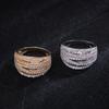 New Personalized Style Creative Geometric Ring Micro Inlaid with Five Rows of AAA Zircon Rings Ring Accessories