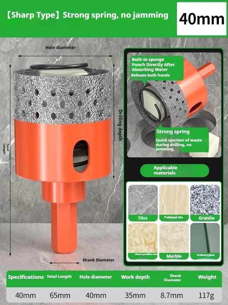 BAOLIAN Automatic Discharge of Waste Material Hole Saw Hexagonal Shank Brazed Dry Ceramic Tile Diamond Drill Bit