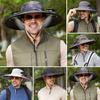 Cappello a Secchiello da Esterno, Cappello da Pesca a Tesa Larga con Doppia Ventola, Cappello Rinfrescante Traspirante in Rete Ricaricabile Solare/USB per Escursionismo Giardinaggio