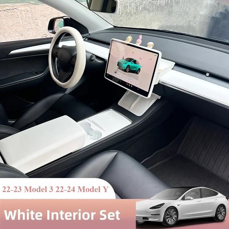 For Tesla Model 3 Model Y Center Console Storage Box Steering Wheel Screen Protector Dashboard Cover Armrest Cover Kick mat