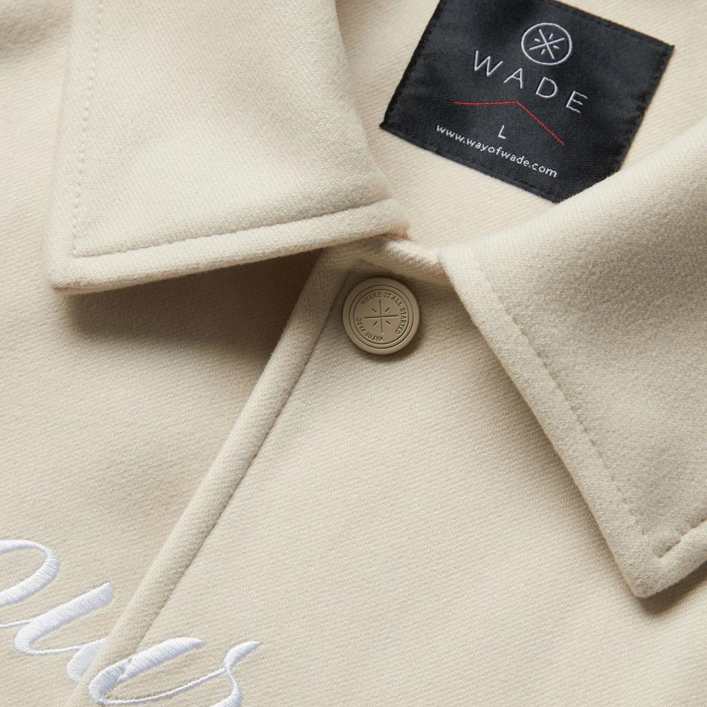 Li Ning Wade Series Letter Splicing Single-Breasted Polo Loose Cotton Jacket Men jackets Oatmeal-Gray AJMU027-4