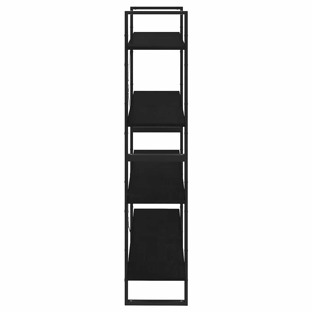Bookshelf 4 Shelves Black 100 x 30 x 140 cm Solid Pine Wood
