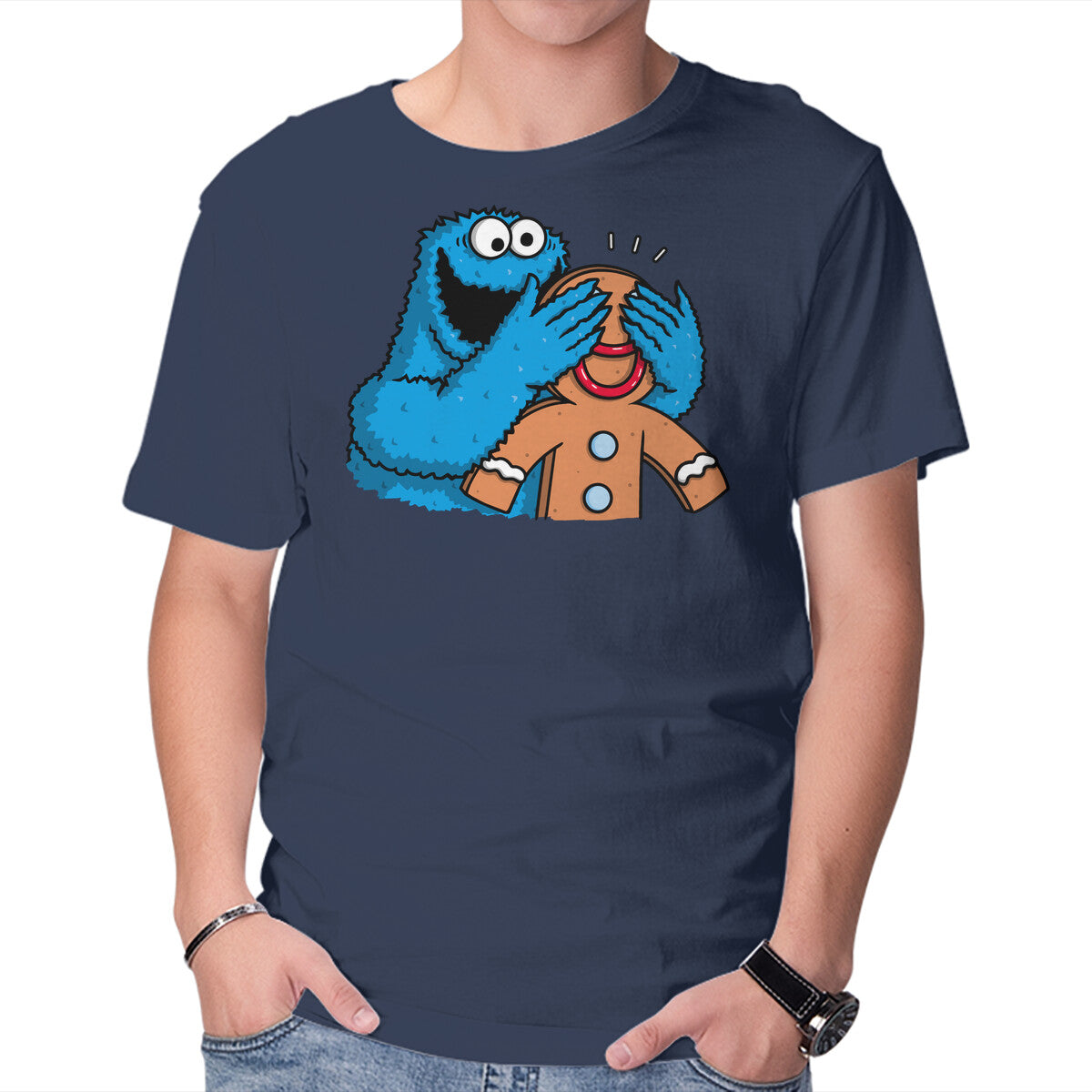 Unisex Crew Neck T-Shirt Monstrous Surprise Graphic Short Sleeve Casual Tee L