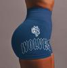In Stock Darcsport Women's Seamless High-Waist Yoga Shorts with Wolf Head Design