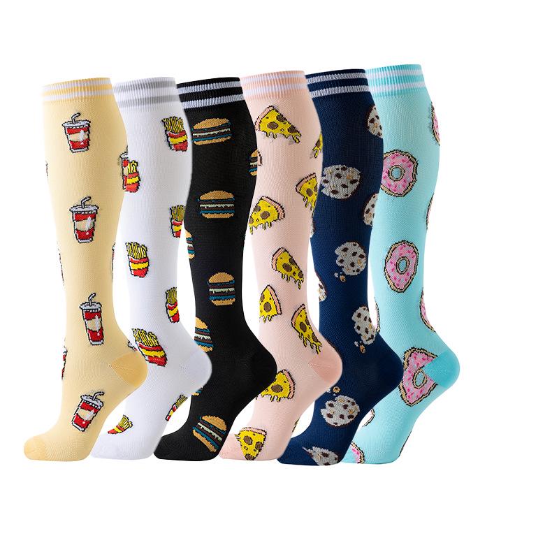 Herbst Damen Europäische & Amerikanische Sport Kniehohe Kompressionssocken, Hochelastische Schlankheits-Wadensocken