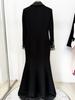 2026 European & American Star Fashion Beaded Rhinestone Lapel Mermaid Evening Gown