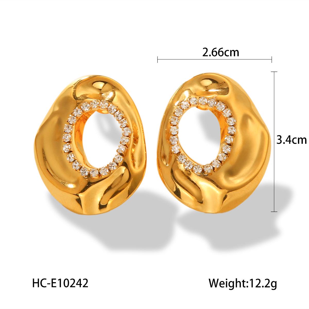 

Серьги из нержавеющей стали с 18-каратным золотым покрытием - Безграничный, Неправильный, Полый дизайн для женщин, Модные пусеты высокого класса