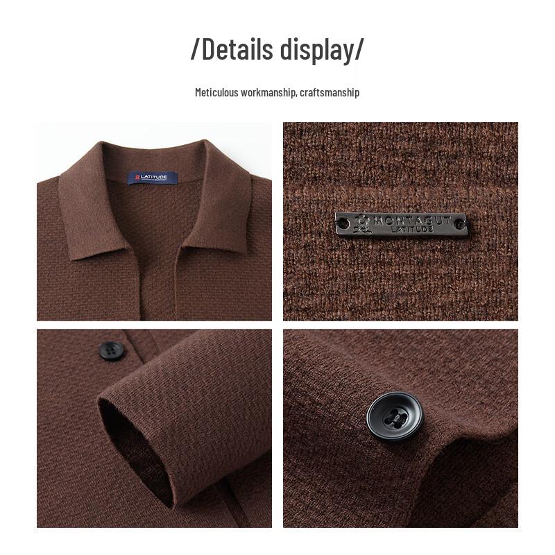 MONTAGUT Men's Autumn/Winter Polo Collar Knit Cardigan Sweater