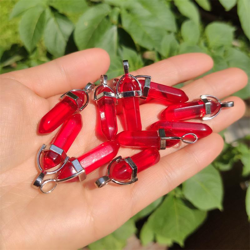 Crystal Hexagonal Pendant Necklace - European & American Popular Luminous Bullet Head Design