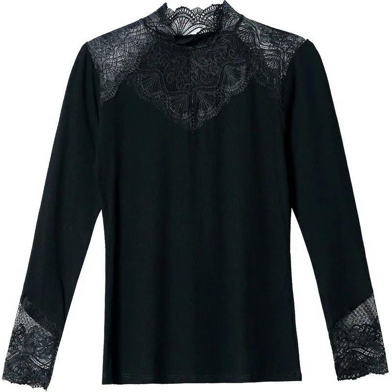 

Женская рубашка с воротником-стойкой, облегающая, с вырезами, весна-осень S чёрный