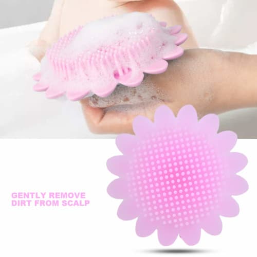 Jimdary Baby Shampoo Brush, Convenient Fine Bristle Baby Bath Brush for Baby Bathroom (Pink)