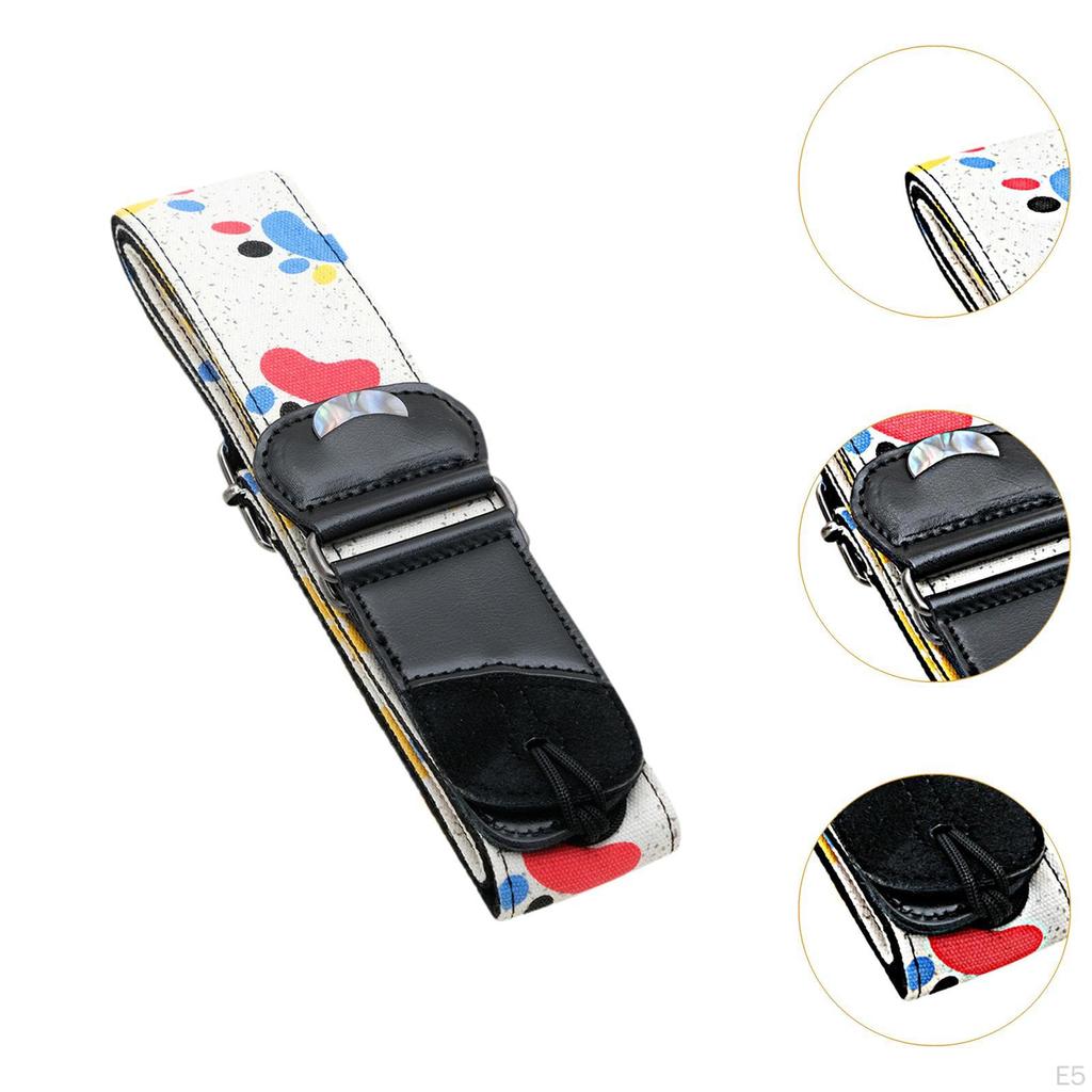 Acoustic Guitar Strap Adjustable Length with 2 Picks and Lanyard Breathable Shoulder