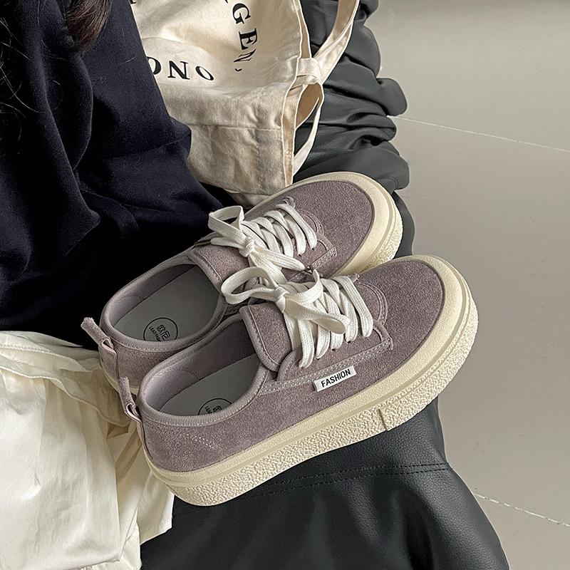 Classic Student Versatile Beige Thick Baseplate Shoes Women's 2025 New Spring Popular Leisure Sports Soft Baseplate Shoes