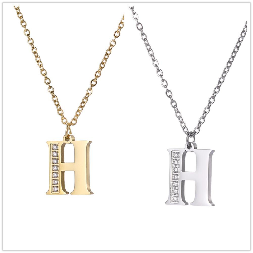 My Shape A-Z Letters Necklaces Girls Initials Alphabet Gold Color Chains Stainless Steel Rhinestone Name Pendant Choker Jewelry