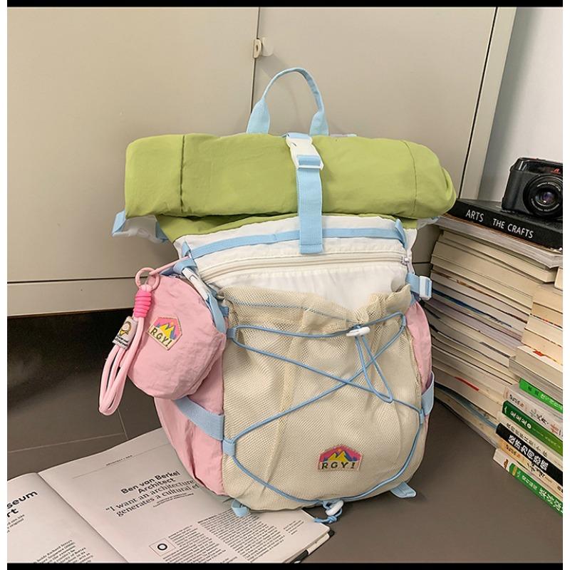 School Bag New High-value Fresh and Sweet Contrasting Color Splicing Backpack Women's Lightweight Mountaineering Travel Backpack