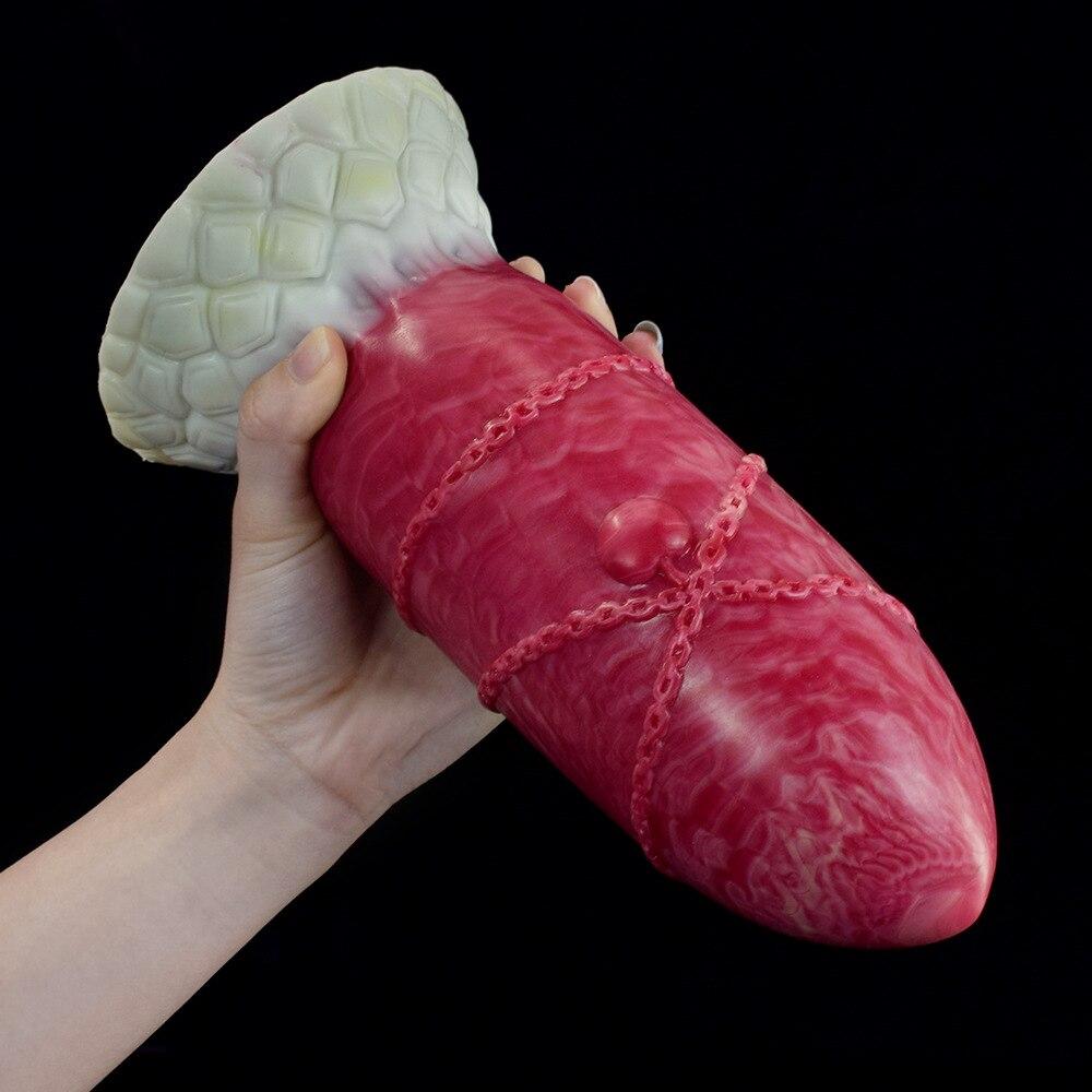 Women's Masturbator Dildo with Sucker Round Head Butt Plug Liquid Silicone Large Anal Plug Fisting   Sex Toy Realistic Dick