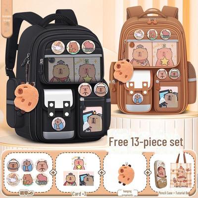 Capybara Schoolbag: Cute, Large Capacity Backpack for Boys and Girls In Primary School
