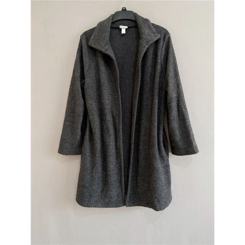

Export USA Fall Long Fleece Trench Coat Size Cardigan Gray 2X