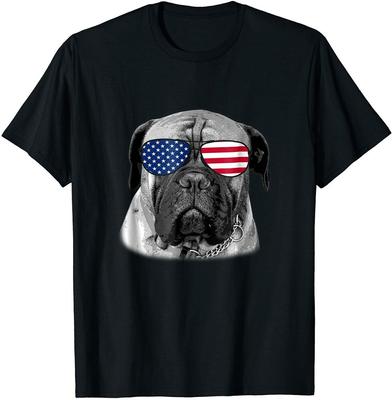 Patriotic Bullmastiff Dog Merica T-Shirt 4Th Of July Funny Vintage