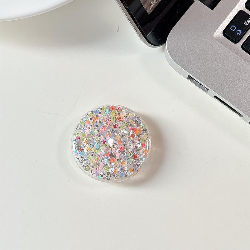 Rhinestone Magnetic Phone Holder with Sequins - Colorful Airbag Ring for Desktop Viewing