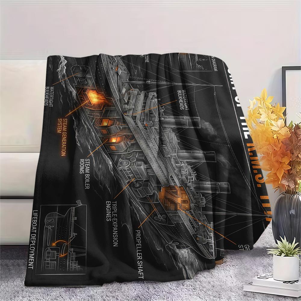 Movie spaceship diagram Print Flannel Blanket,High quality Comfortable for All Seasons,Home Decor,Warmth and Comfort,Perfect for Christmas Gifts