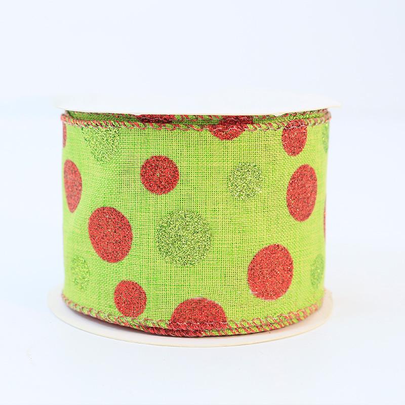 Holiday Gift Packaging Ribbon Xmas Glitter Wired Ribbons Christmas Multi Dots Ribbons