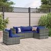 Vidaxl 5-Cz. Garden Lounge Set, Cushions, Grey, Rattan PE