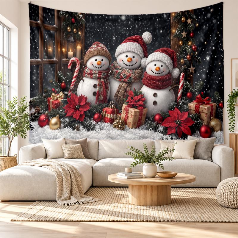 Yatak Odası Oturma Odası Duvar Dekorasyonu İçin Noel Baskılı Duvar Halısı Tatil Hediyesi