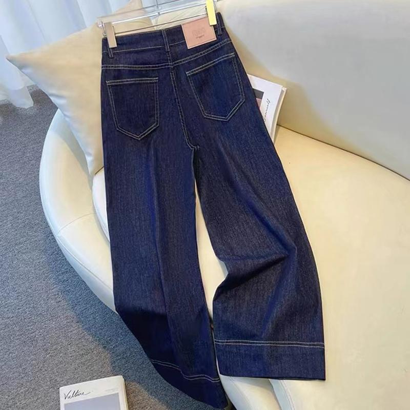 Nine Point Jeans Women's Spring Autumn Thin Loose Small High Waisted Straight Wide Leg Pants