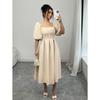 Europe, America 2026 summer new fashion temperament design square neck bubble sleeve bubble puff dress