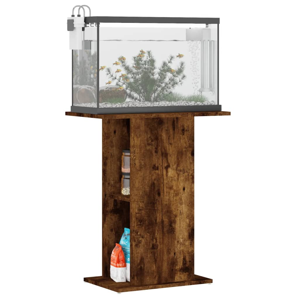 Aquarium Stand Smoked Oak Finish 60.5 x 36 x 72.5 cm Engineered Wood
