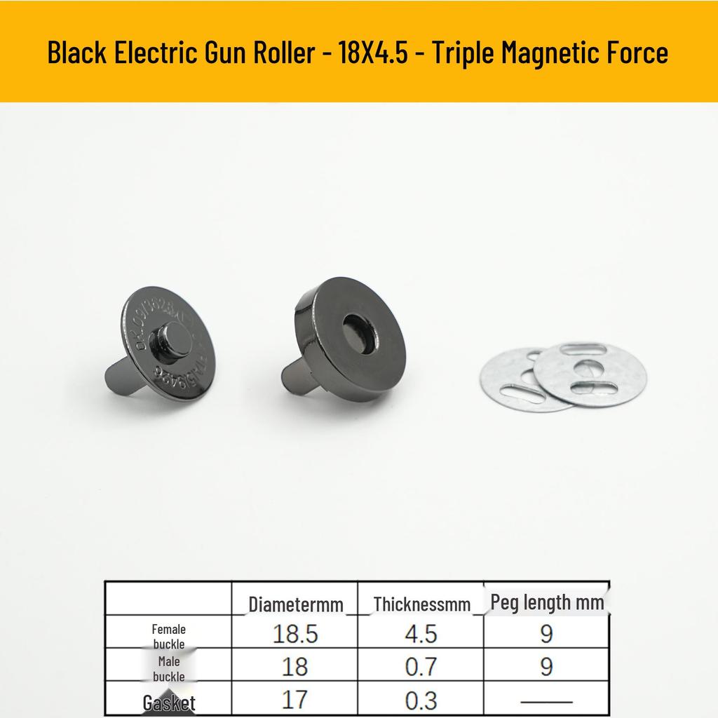Triple Strength No-Sew Round Electroplated Magnetic Bag Buckle with Thickened Metal Pin