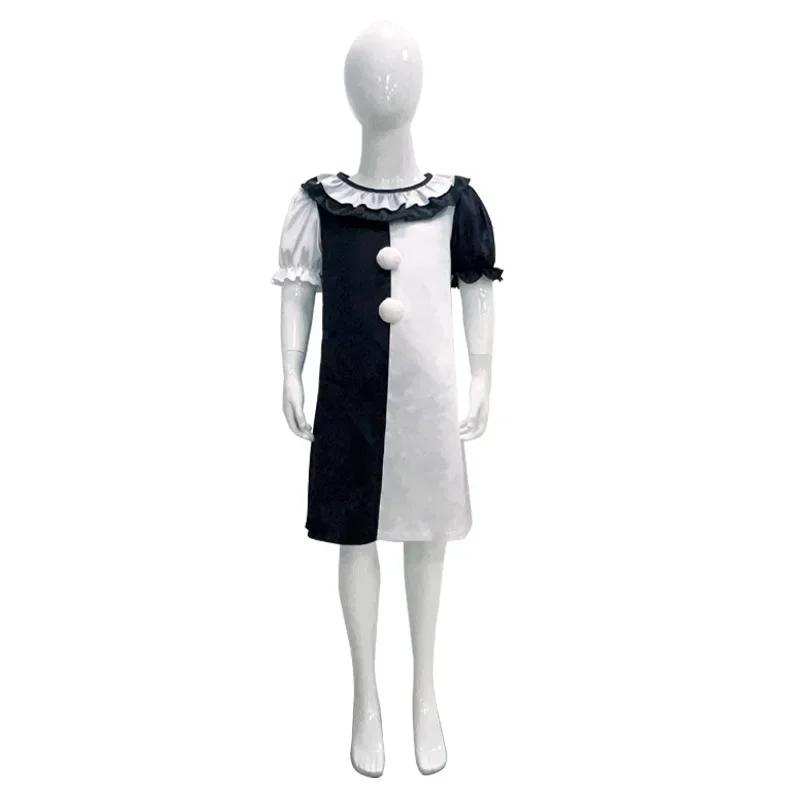 

Костюм для косплея Terrifier Детский для девочек и мальчиков Ужас Карнавальный костюм Платье Шляпа Маска Клоуны-убийцы Комбинезон для костюмов на Хэллоуин 150