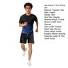 2Pcs/Set Men Summer Sportswear Crew Sleeve T-shirt Elastic Neck Short Waist Wide Leg Shorts Set Quick