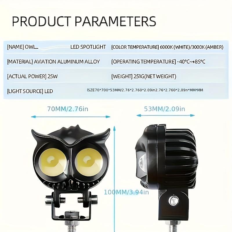 2pcs Dual Color Led Motorcycle Owl Auxiliary Lamp Auxiliary Spot Lights Driving Light For Motorcycle Bike Car
