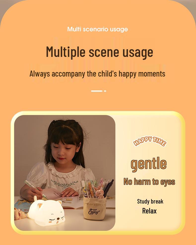 Silicone Cat Night Light: Rechargeable Bedside Lamp for a Cozy Atmosphere