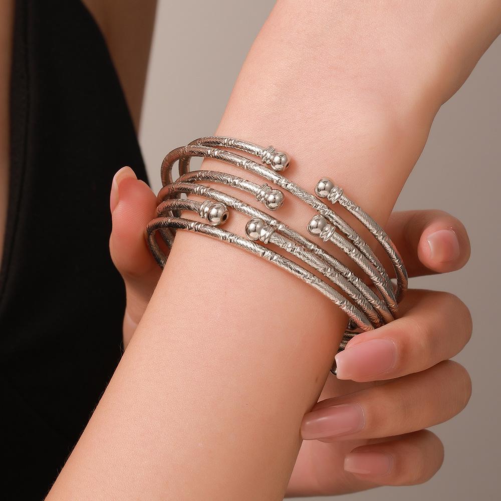 European and American multi-layer metal jewelry simple personalized chain bracelet bohemian fashion multi-layer stacked bracelet set