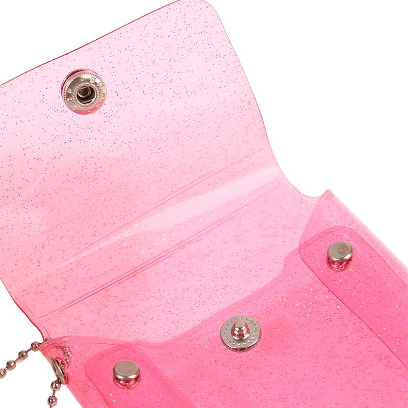 Glitter Transparent Coin Purse Pvc Photo Card Wallet For Girls Clear Mini Hasp Change Pouch Keychain
