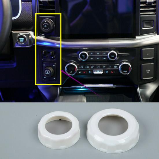 Four-wheel Drive & Trailer Switch Knob Cover Trim Ring For Ford F150 + White