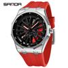 Sanda Men's Waterproof Alloy Car Wheel Design Silicone Wristwatch