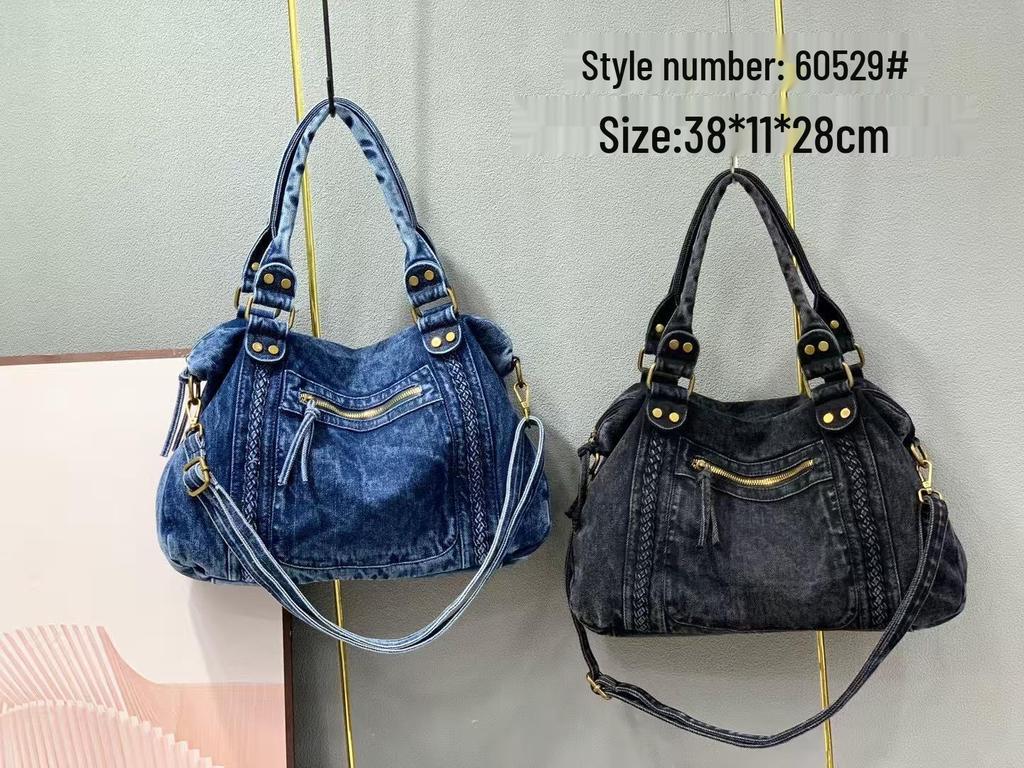 Velkokapacitní retro džínová taška tote & crossbody motocyklová taška pro ženy