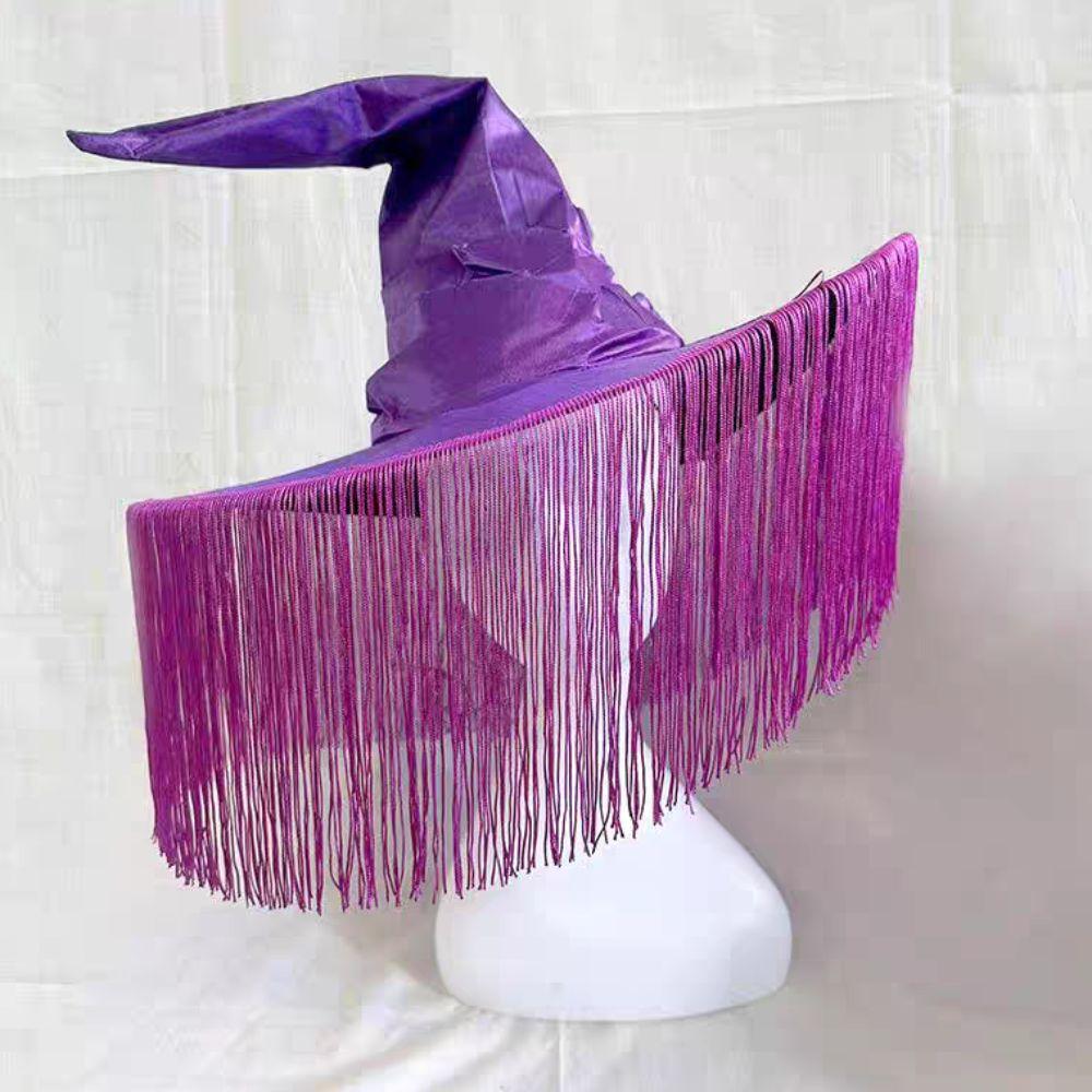 Cloth Pleated Fringe Witch Hat Ruched Halloween Party Witch Hat  Halloween Costume