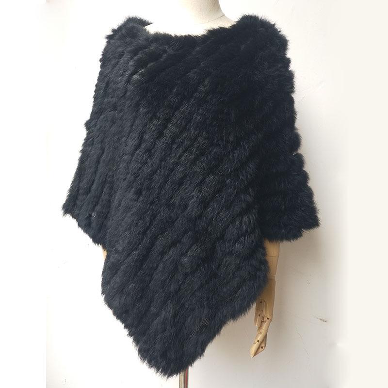 

2022 Women s Handmade Real Rabbit Fur Triangle Shawl Cloak for Autumn/Winter One Size
