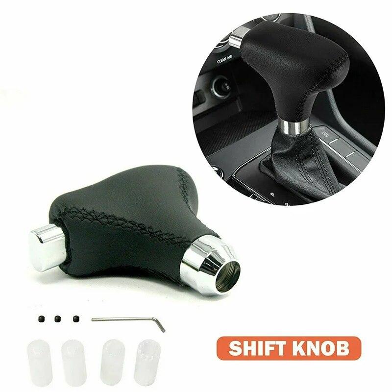 

Автомобильная универсальная ручка переключения передач с 4 адаптерами, кожаная подкладка, автомобильный интерьер, ручка переключения автоматической коробки передач, аксессуары для рычага