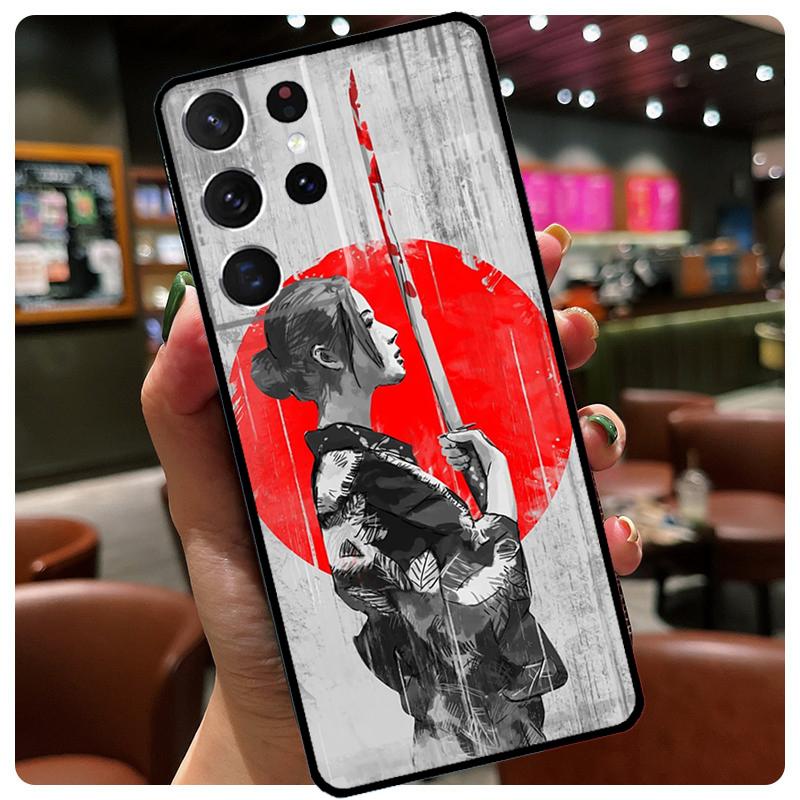 Red Sun Japanese Anime Phone Case For Samsung Galaxy S25 Ultra S21 S22 S23 S24 Ultra S9 S10 Plus S24 S25 FE Cover