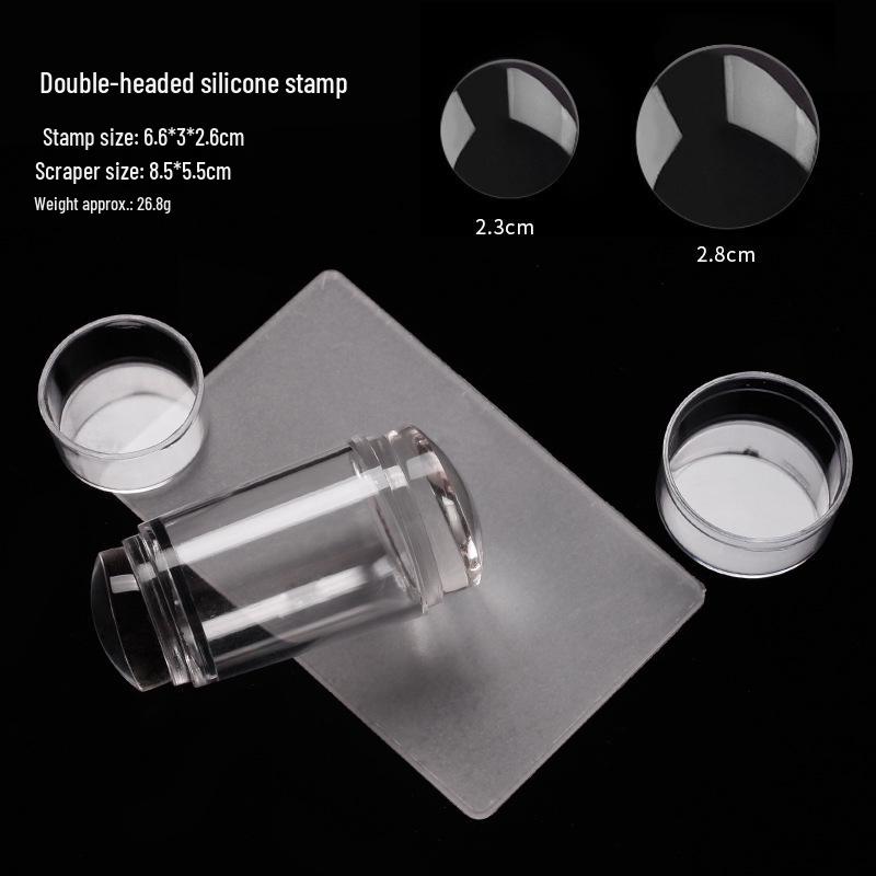 Transparent Silicone Nail Art Stamp: French Transfer Tool with Lid & Dual Heads