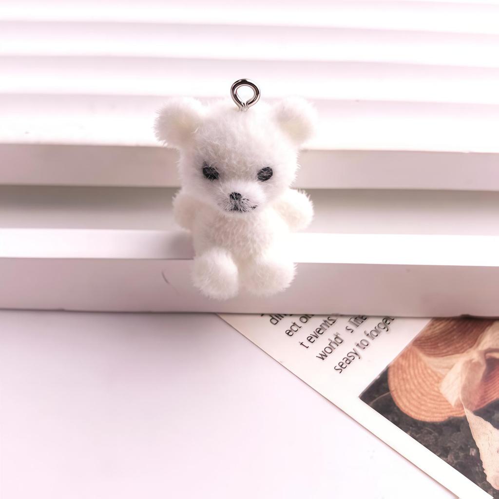 Entzückender beflockter Teddybär Schlüsselanhänger Taschenanhänger
