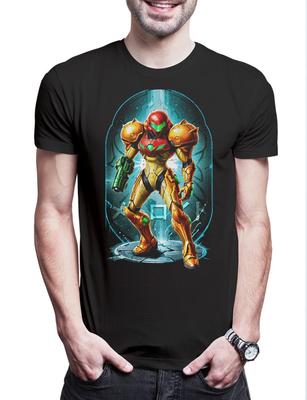 Retro Kopfgeldjäger Herren T-Shirt Samus Sprite Spiel Aran Metroid Ridley Retro