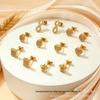 Stylish 18K Gold Plated Stainless Steel Heart Shape Zirconia Stud Earrings for Women