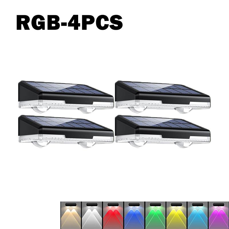 Solar Deck Lights Outdoor Waterproof RGB Color Changing Fence Step Lamp Solar Powered  for Patio Stairs Garden Balcony